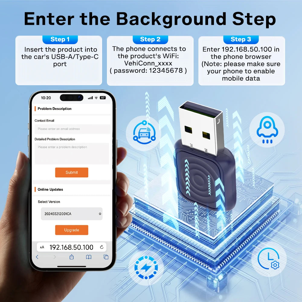 CarlinKit Mini Wireless CarPlay Adapter 2025 New Android Auto Wireless Dongle Wifi 5.8G Auto Connect Box Support Spotify  Music