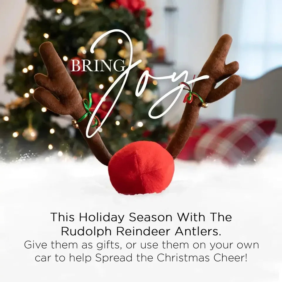 Christmas Car Decoration Deer Horn Antlers Car Kit with Red Nose and Tail for Holiday Gift Set Car Accessories Pendant